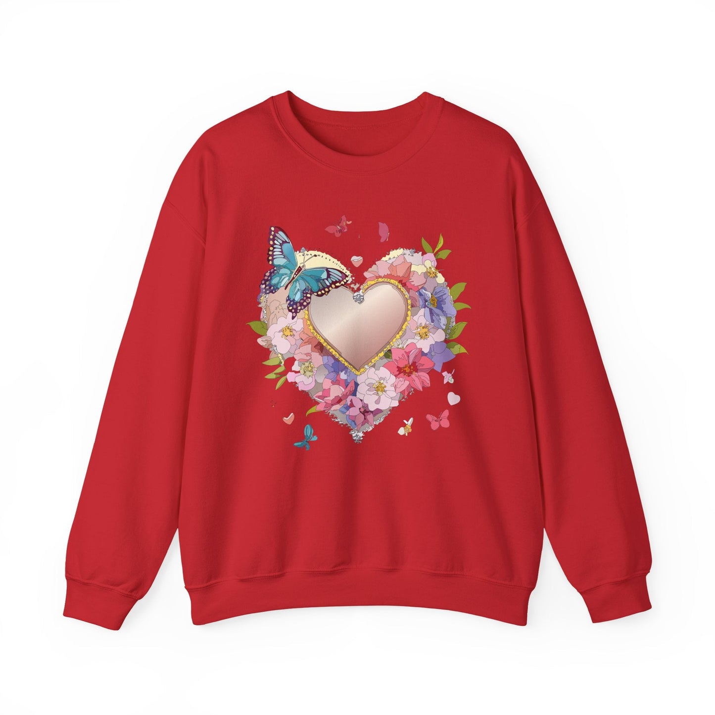 Unisex Floral Heart Sweatshirt Floral Love Sweatshirt Valentines Day Sweatshirt Heart Floral Design