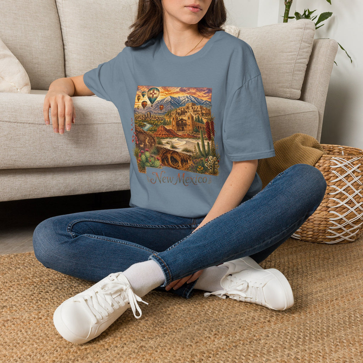 New Mexico State Travel Tourist Graphic Design Unisex 100 Cotton Gildan T-Shirt
