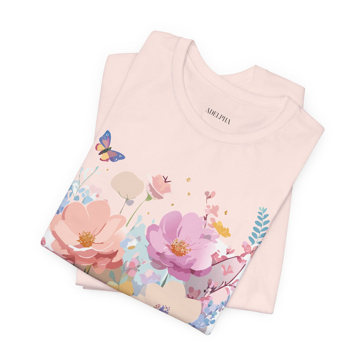 Floral Graphic Unisex Cotton Bella+Canvas Tee with Flowers Art Design n117