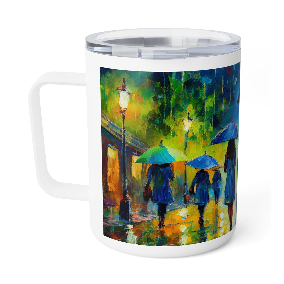 2 Art Design Insulated Coffee Mug with Clear Lid 10oz Insulated Coffee Mug 10oz