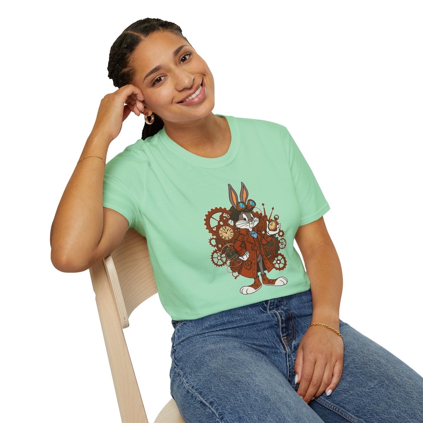 Cartoon Bunny Graphic Unisex Cotton Animal Animation Artwork Design Tee 21