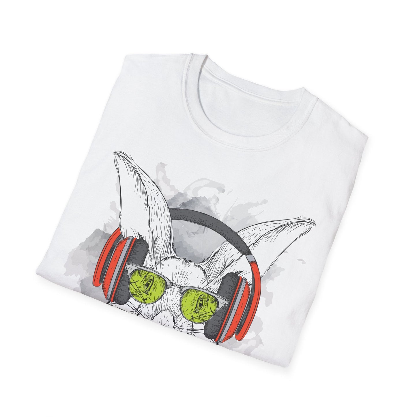 I Love Music Animals Shirt With Headphones Unisex Softstyle Tee 100 Percent Ring Spun Cotton