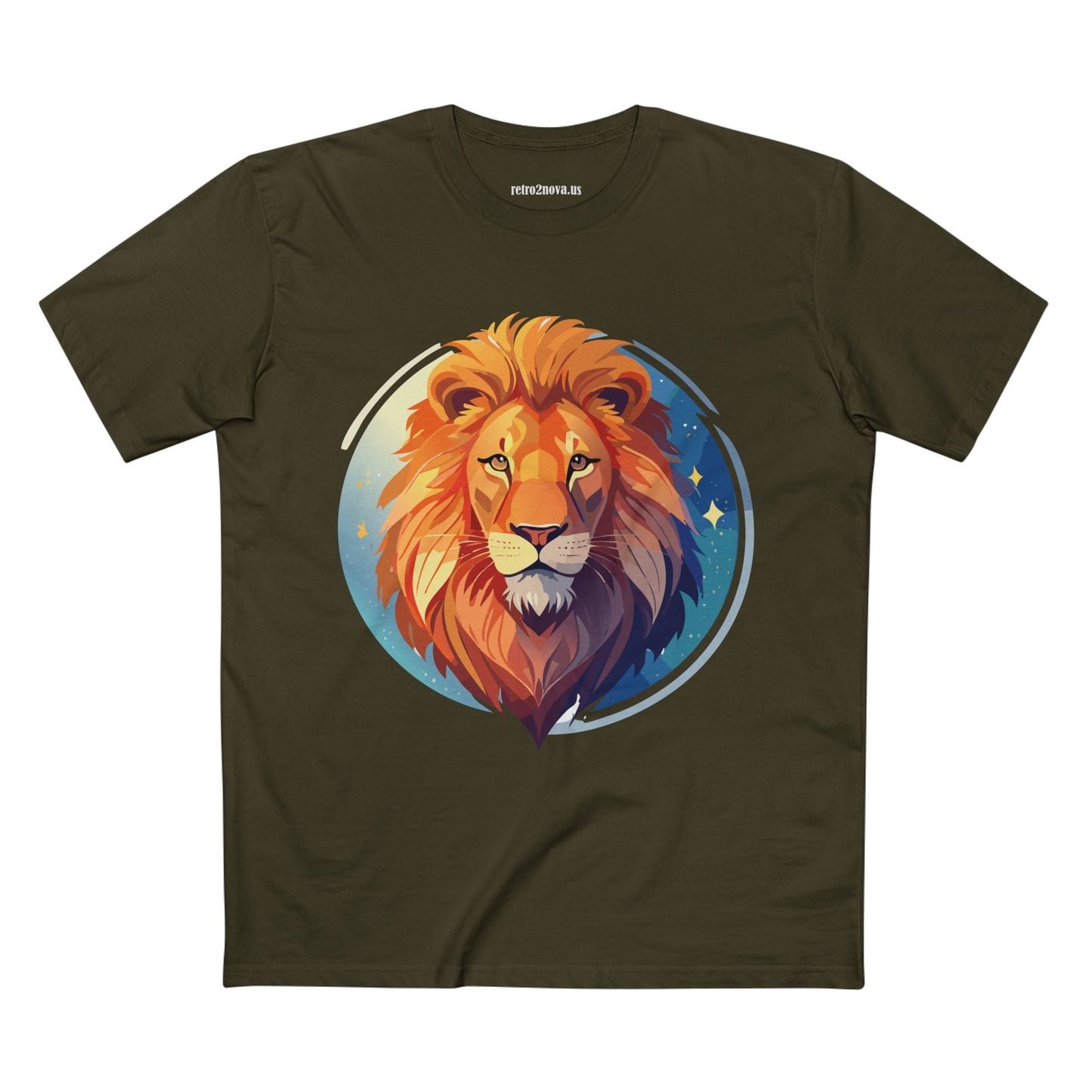 Unisex Premium Cotton Staple Tee With Lion Art Design Retro2Nova Art Collection For Everyday Comfort And Breathable Fit