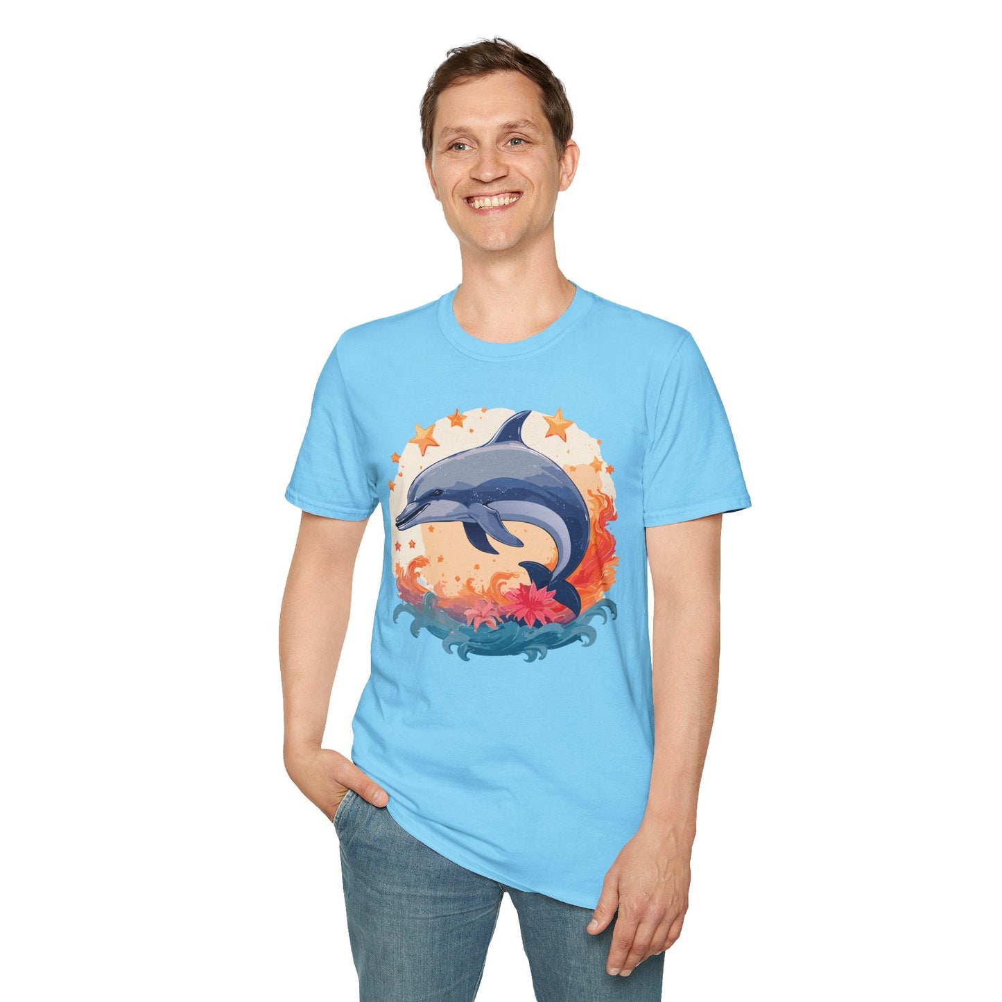 Dolphin Shirt Unisex Tee Gildan Softstyle 64000 100 Percent Ring Spun Cotton Comfort Wear