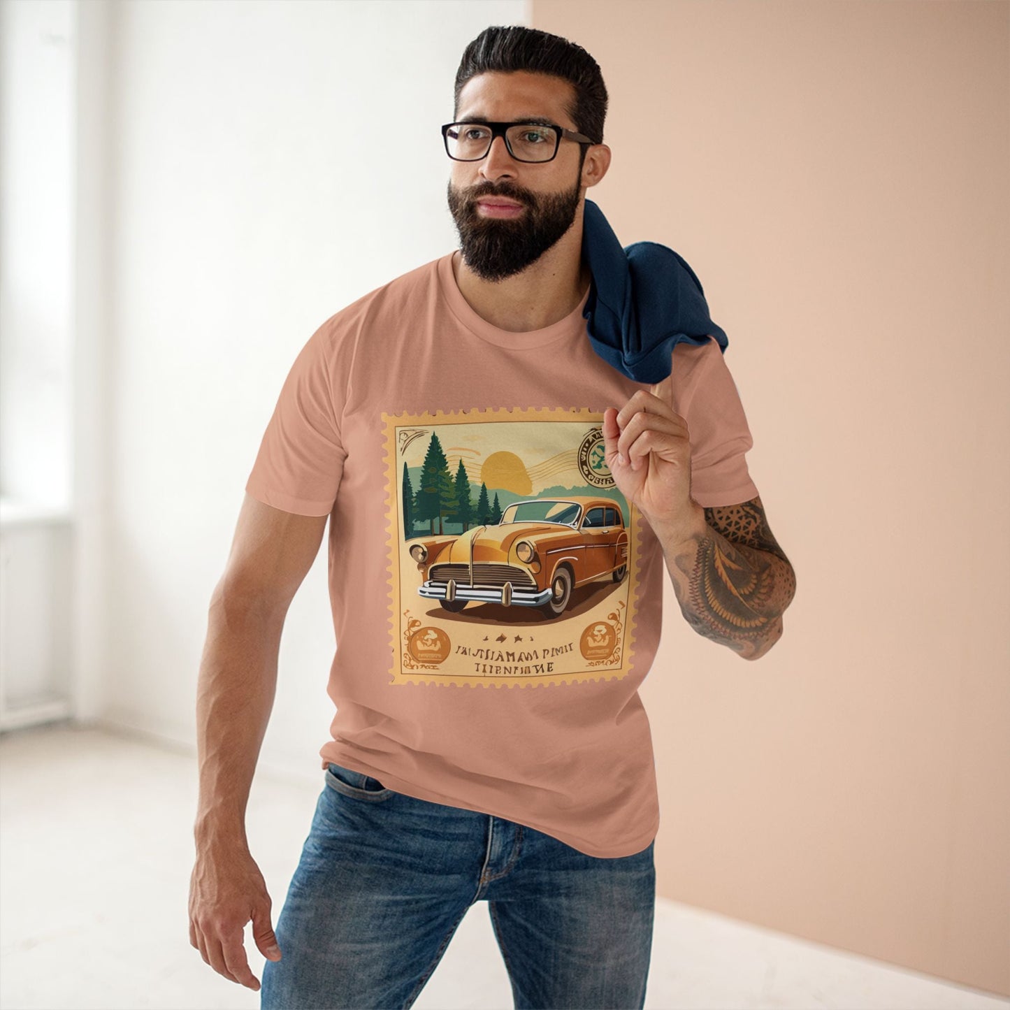 Retro2Nova Postage Stamp Shirt Unisex Premium Cotton Tee With Original Art Design