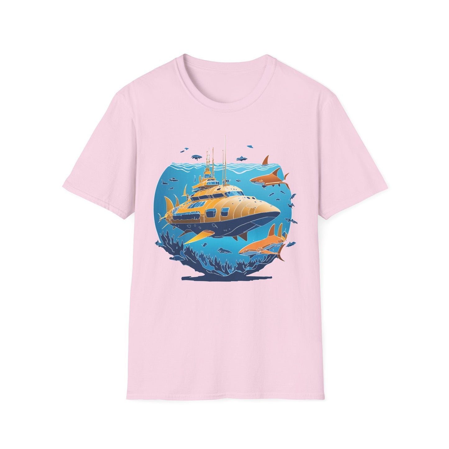 Ocean T Shirt Unisex Gildan Softstyle 64000 100 Percent Cotton Ring Spun U Boat Design Graphic
