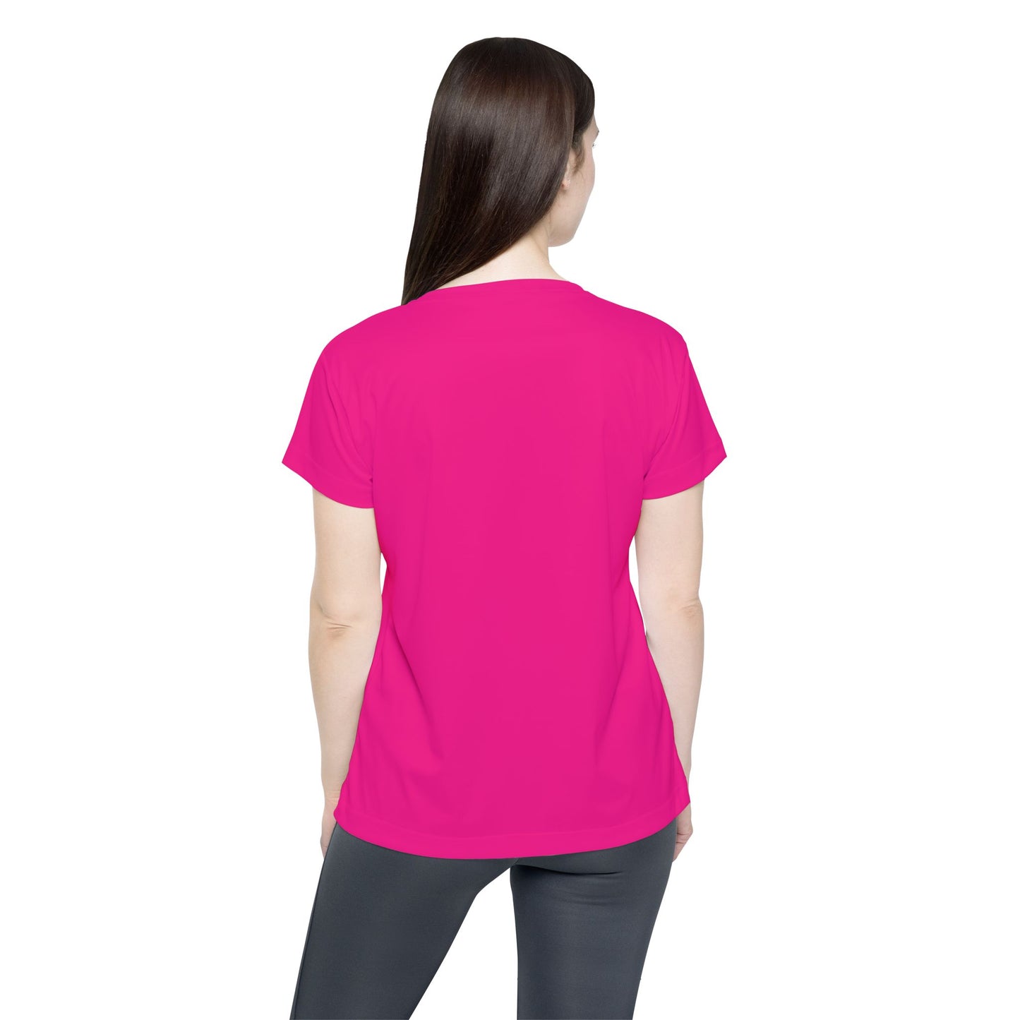 Barbie Pink Women's Sports Jersey Short Sleeves 100% Poly Solid Hot Pink Color Print Athletic Tee