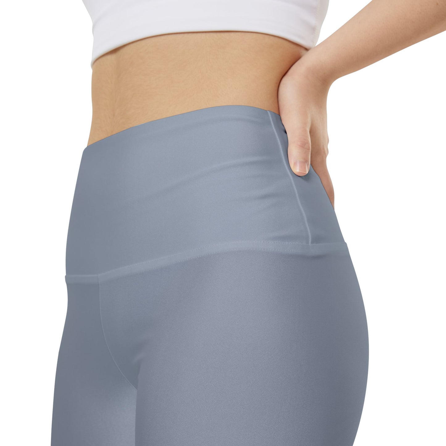 Foggy Blue Women's Workout Shorts — Solid High-Waist Biker Shorts for Exercise & Everyday Wear