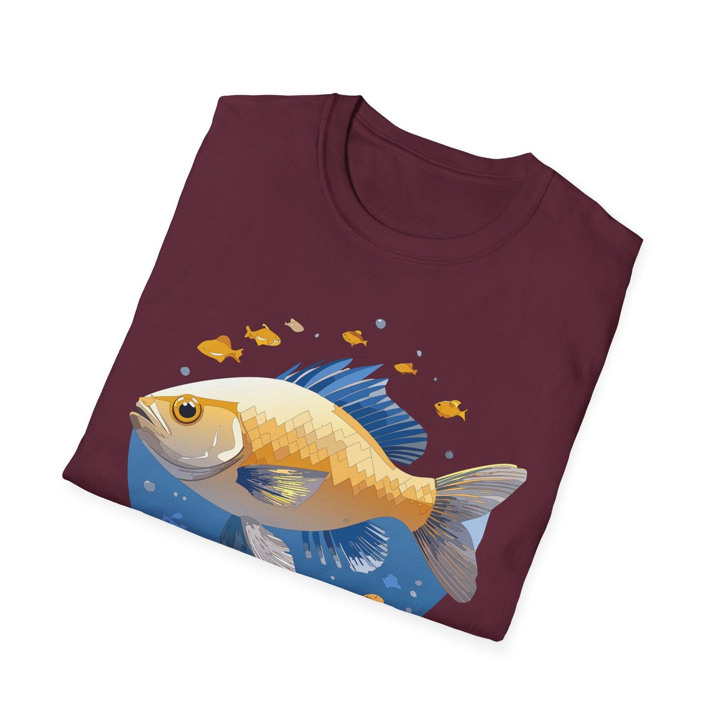 Fish Art Graphic Tee Shirt Unisex Gildan Softstyle 64000 100 Percent Ring Spun Cotton
