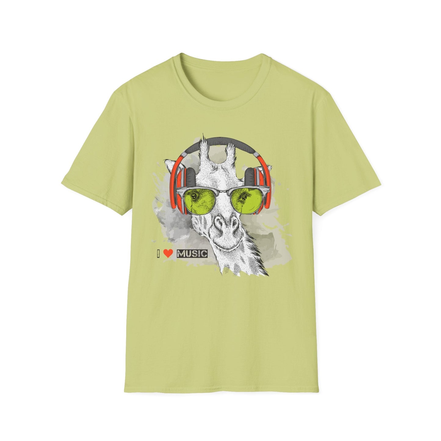 I Love Music Animals Shirt With Headphones Unisex Gildan Softstyle 100 Percent Ring Spun Cotton Tee