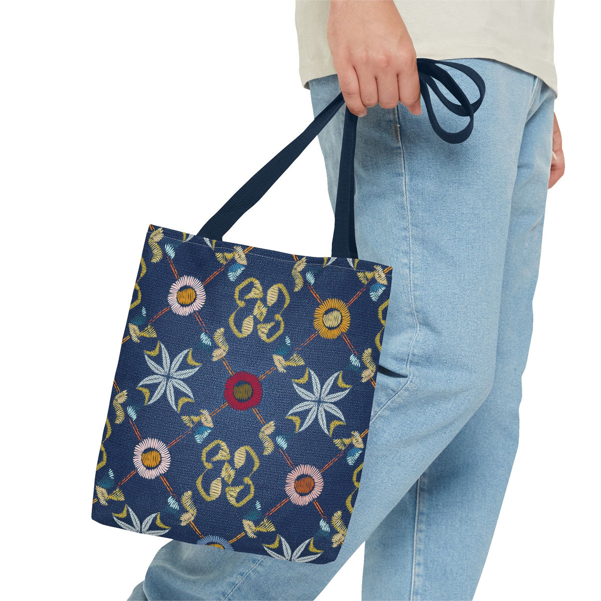 Denim Fabric Imitation Print Unisex Canvas Bag Poly Spun 3 Sizes Tote Bag 162