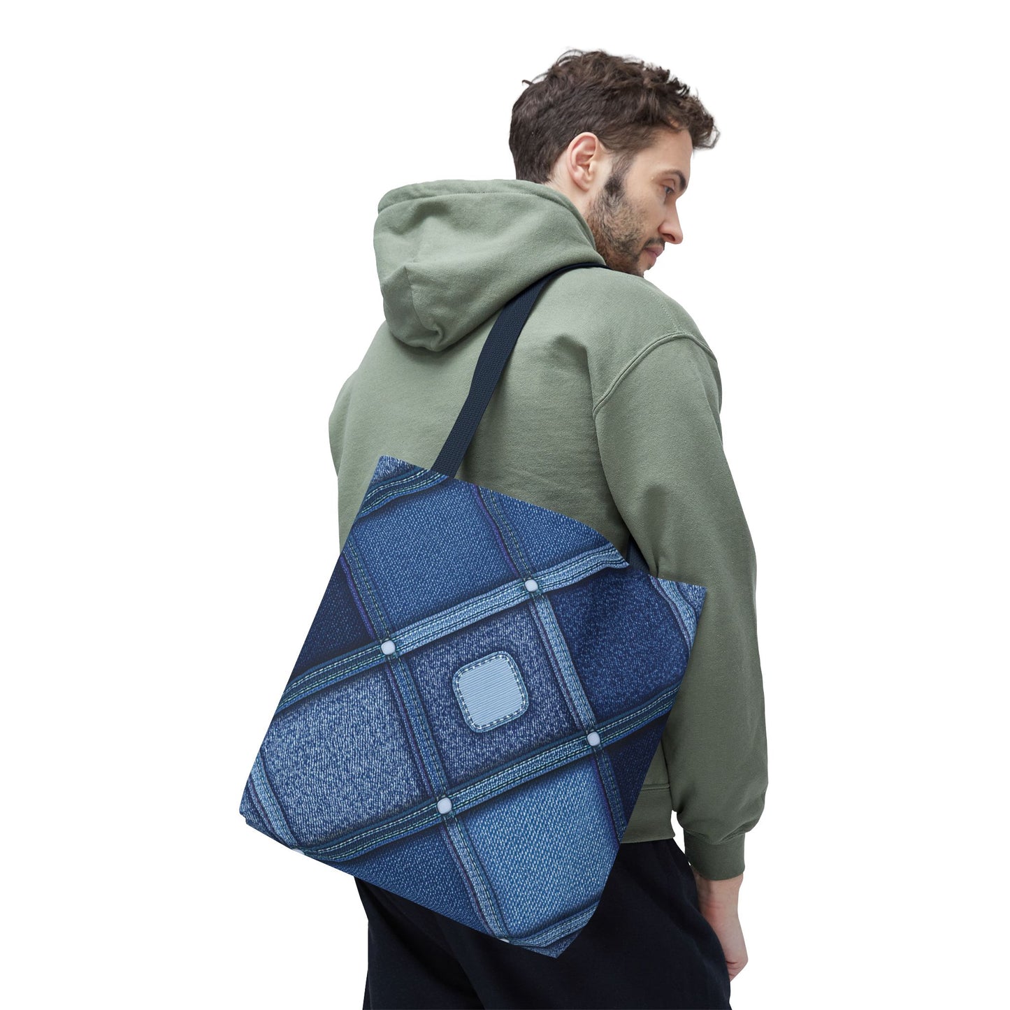 Denim Fabric Imitation Print Unisex Canvas Bag Poly Spun 3 Sizes Tote Bag 102