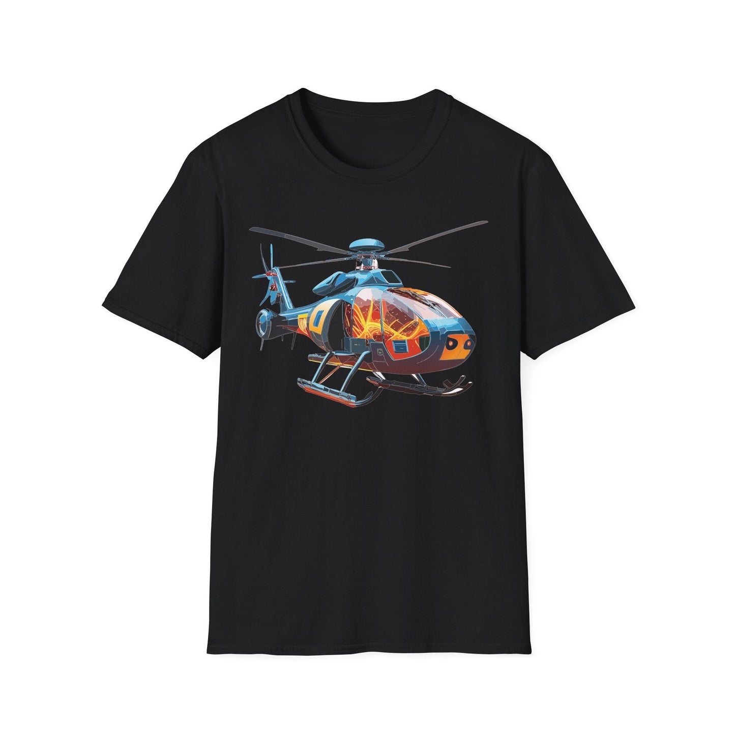 Helicopter Chopper Shirt Unisex Gildan Softstyle 64000 Short Sleeve Tee For Everyday Wear