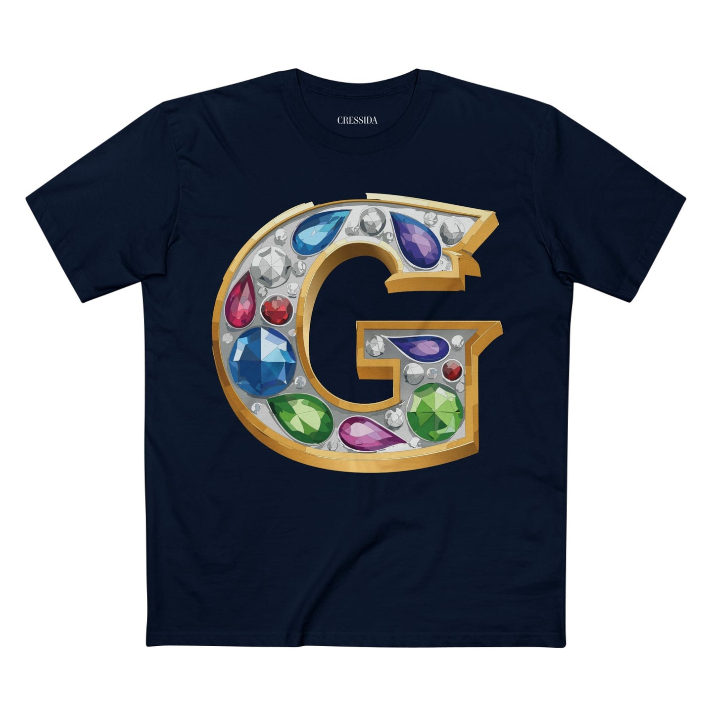 Letter G Graphic Design Tee Unisex 100 Cotton With Antique Gold Letters Artwork T-Shirt