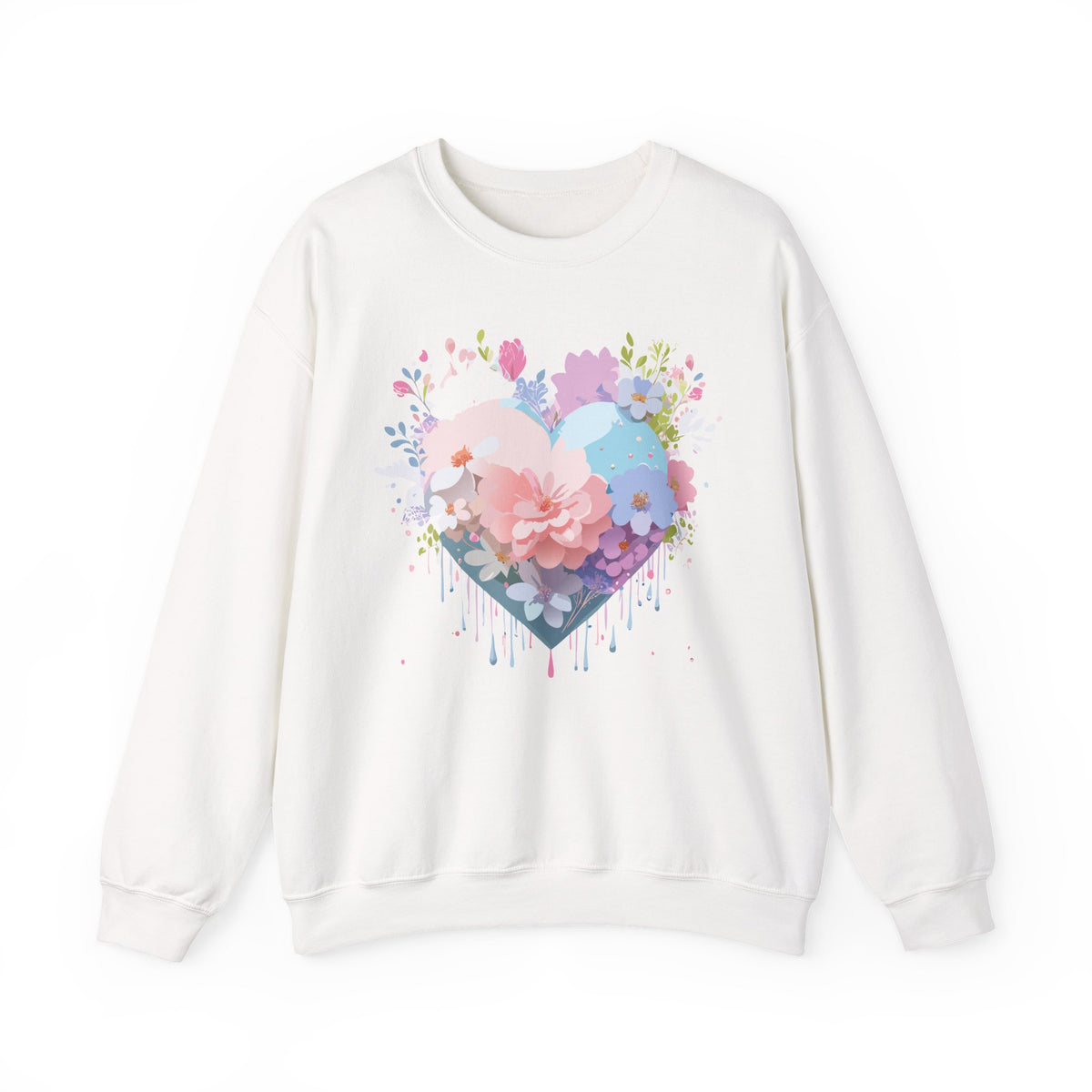 Floral Heart Love Graphic Valentine's Day Sweatshirt Unisex 50/50 Cotton-Poly Sweatshirt w22