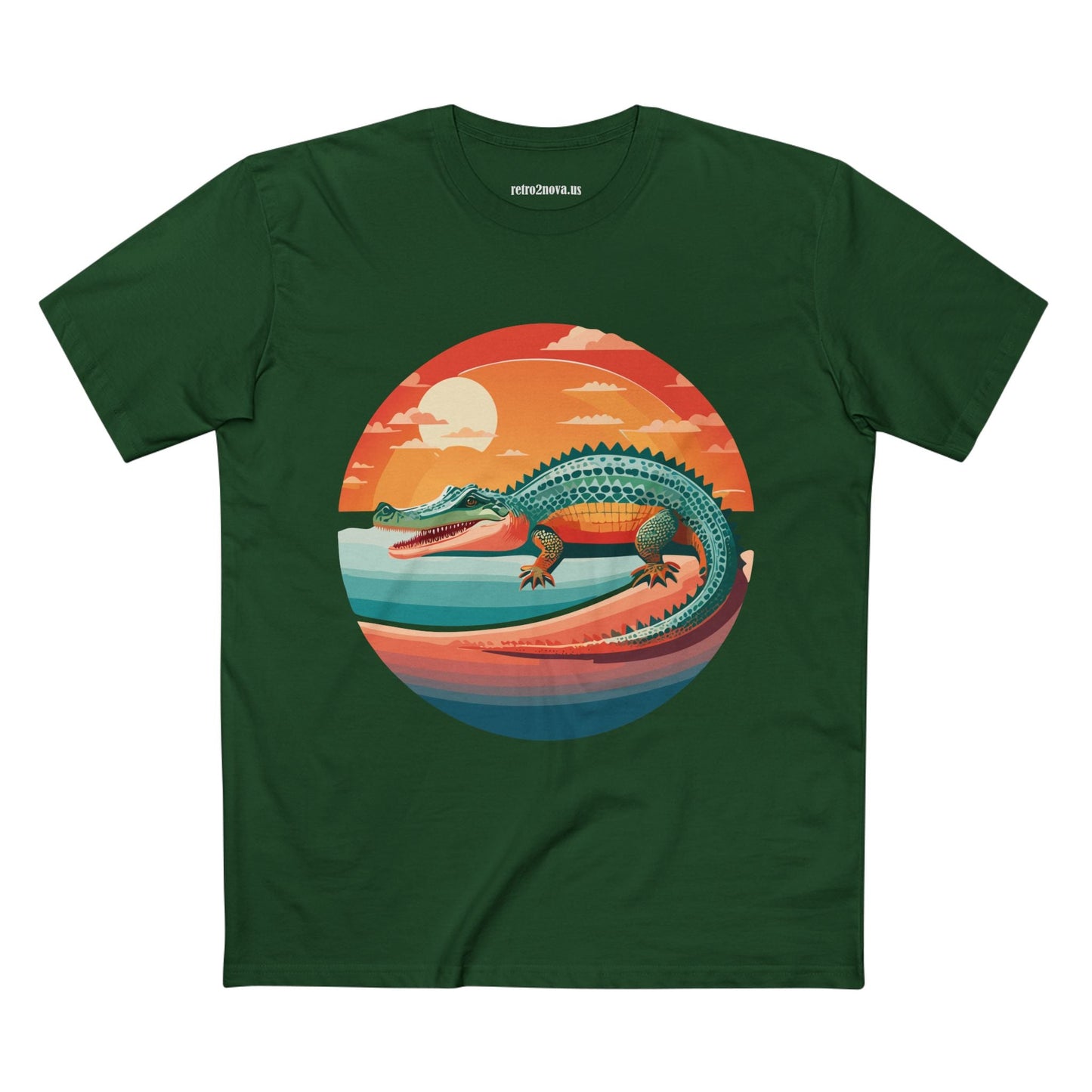 Unisex Crocodile Animal Shirt With Original Art Design Retro2Nova Premium Cotton Staple Tee For Everyday Comfort