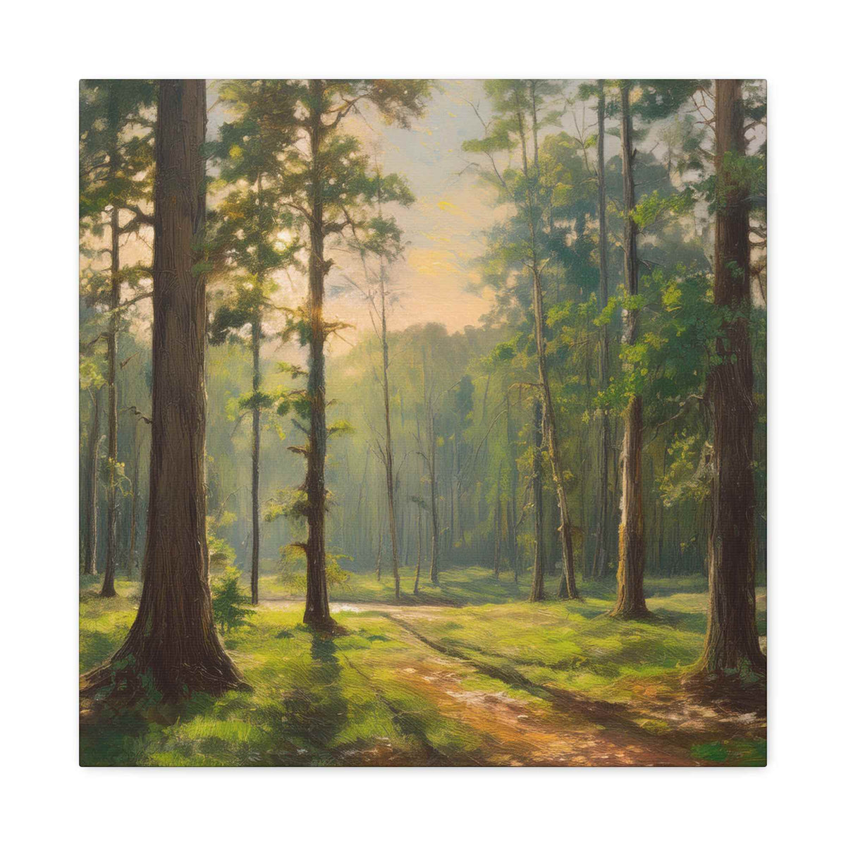 Forest Print Canvas, Trees Oil Paint Print 20x20, 24x24, 30x30, 32x32, 36x36 Art Design Print Pine-Wood Inner Frame MC-69