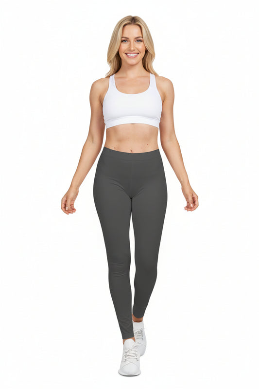 Nobel Grey Color Women's Poly-Span Casual Leggings Print Everyday Activewear Pants
