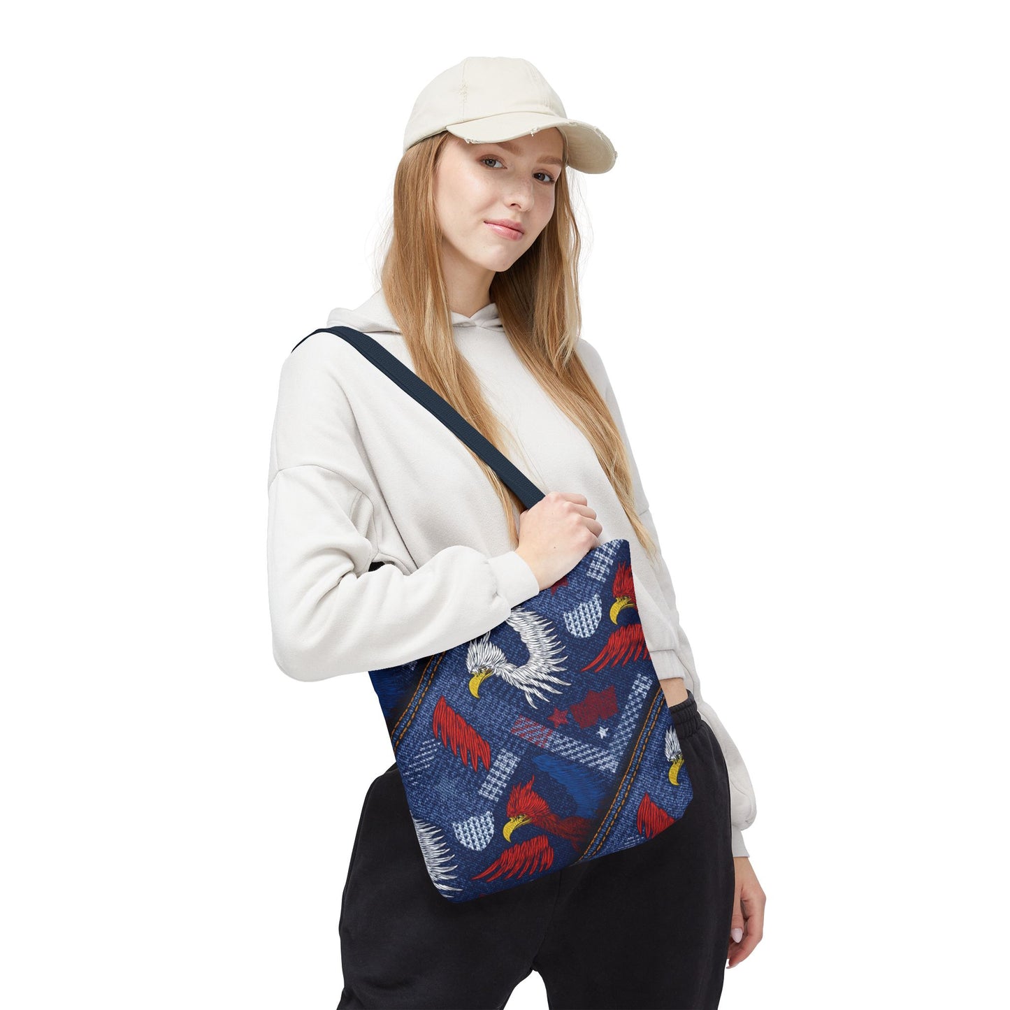 4th of July Graphic Denim Fabric Imitation Print Unisex Canvas Bag Poly Spun 3 Sizes Tote Bag 200-2