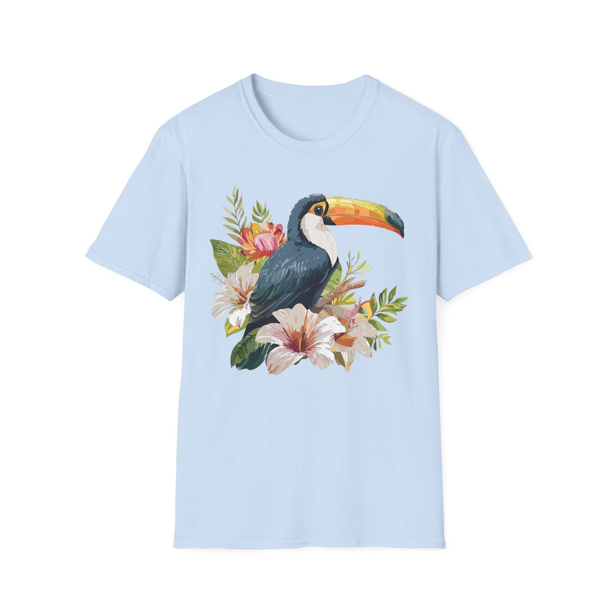 Toucan Floral Illustration T-Shirt | Tropical Bird Art Tee