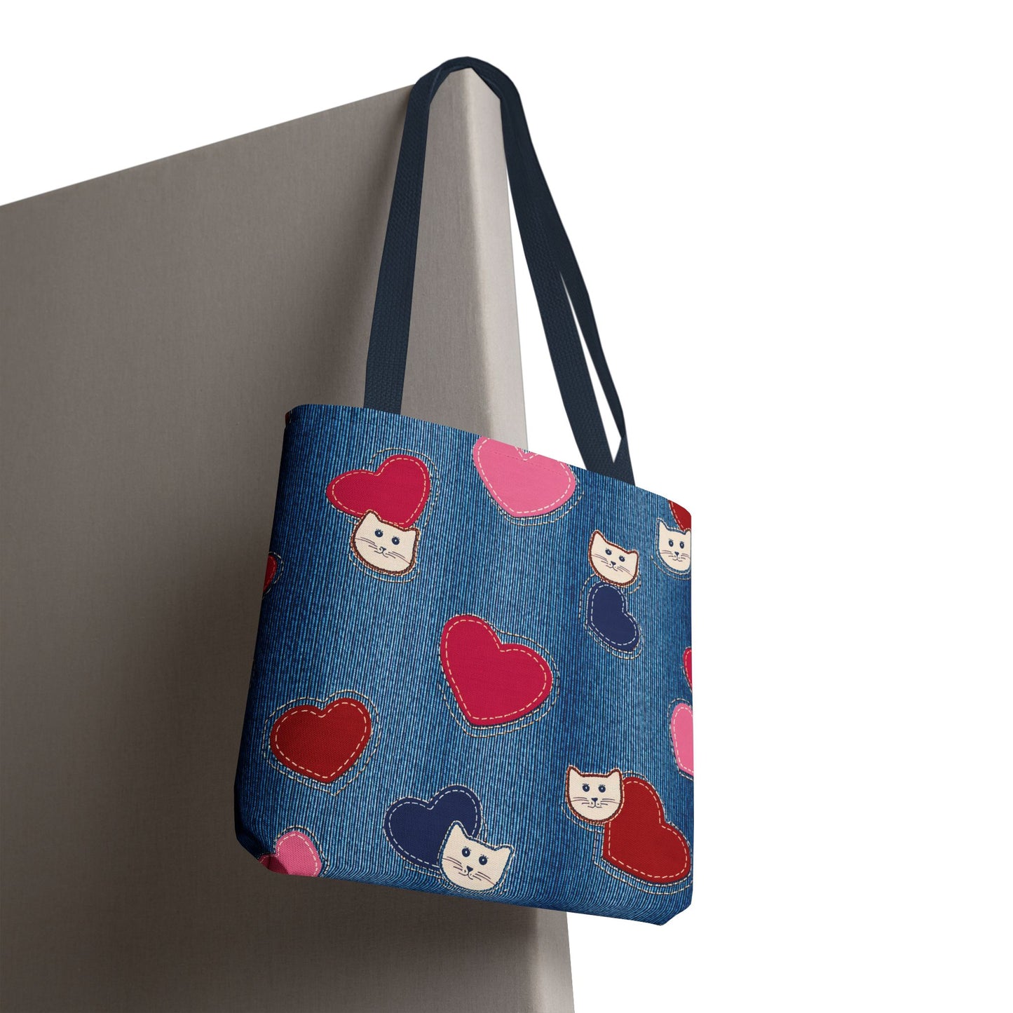 Love Day Graphic Design Denim Fabric Imitation Print Unisex Canvas Bag POLY 3 Sizes Tote Bag 201-17