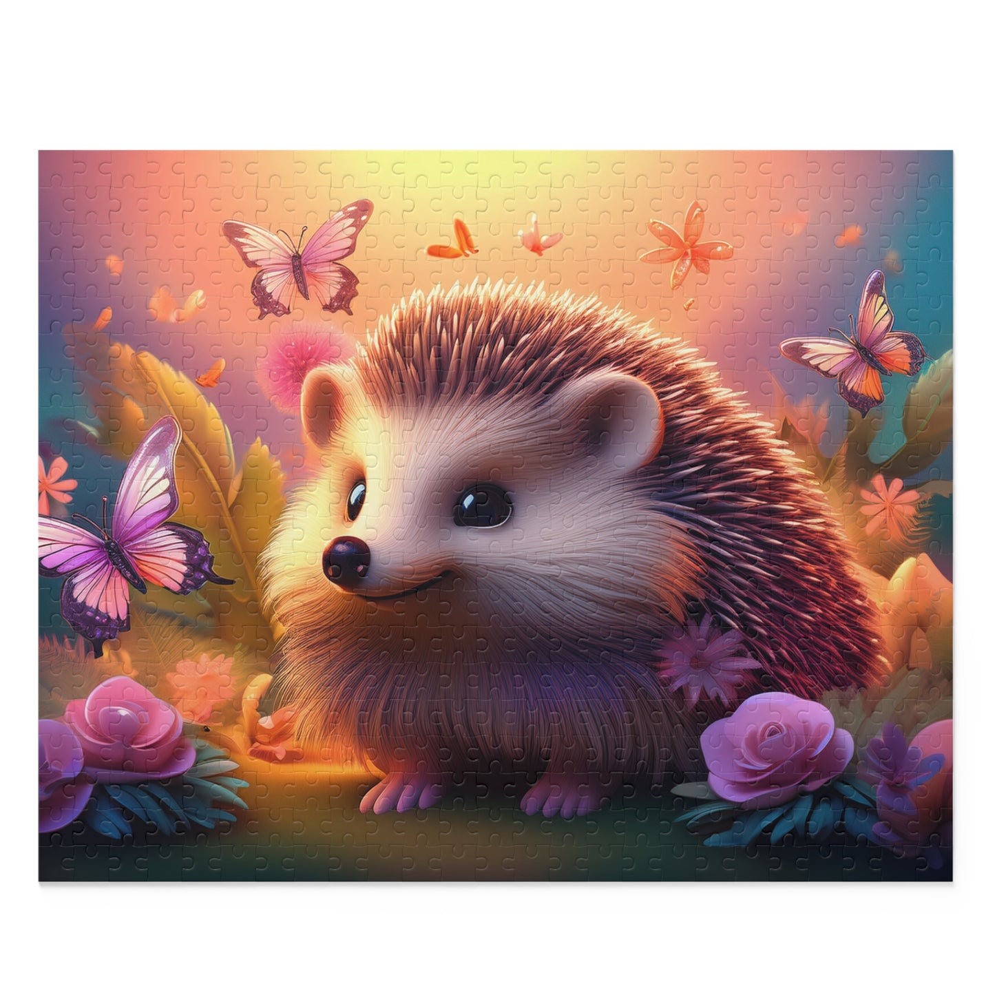 Puzzles-56 Kids Hedgehog Puzzle 500-Piece  Floral Hedgehog Puzzle 500-Piece, Animals Kids Puzzles Size: 16" x 20",  Ages 9+
