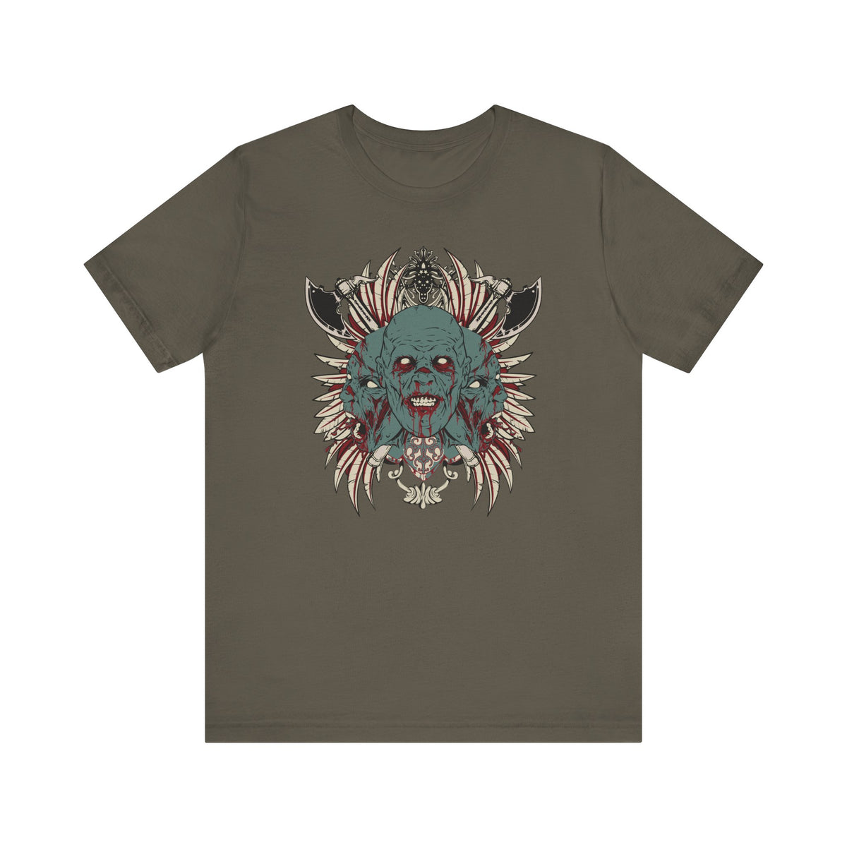 Zombie Skull Mandala T-Shirt Horror Graphic Tee, Gothic Skull Unisex Cotton Art-54-2