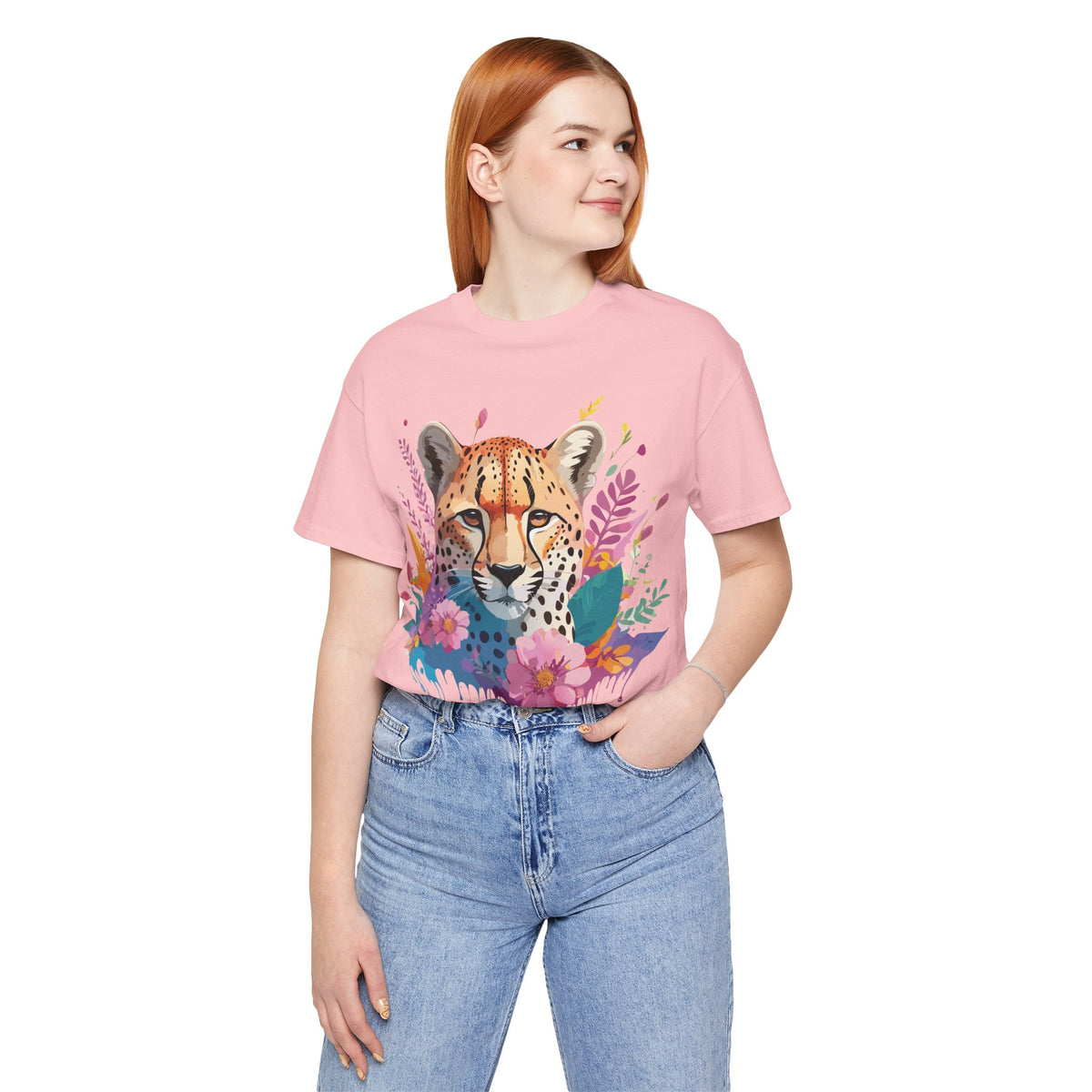 Cheetah Graphic Unisex Cotton Bella+Canvas Tee with Art Animal Design e10
