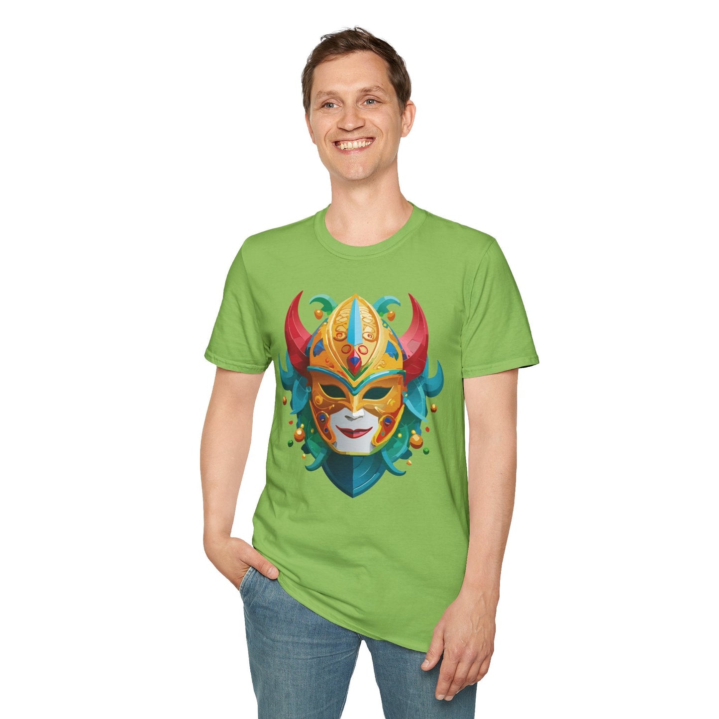 Unisex Mask Tee Shirt Softstyle Gildan 64000 Cotton Tee Masquerade Design Artwork