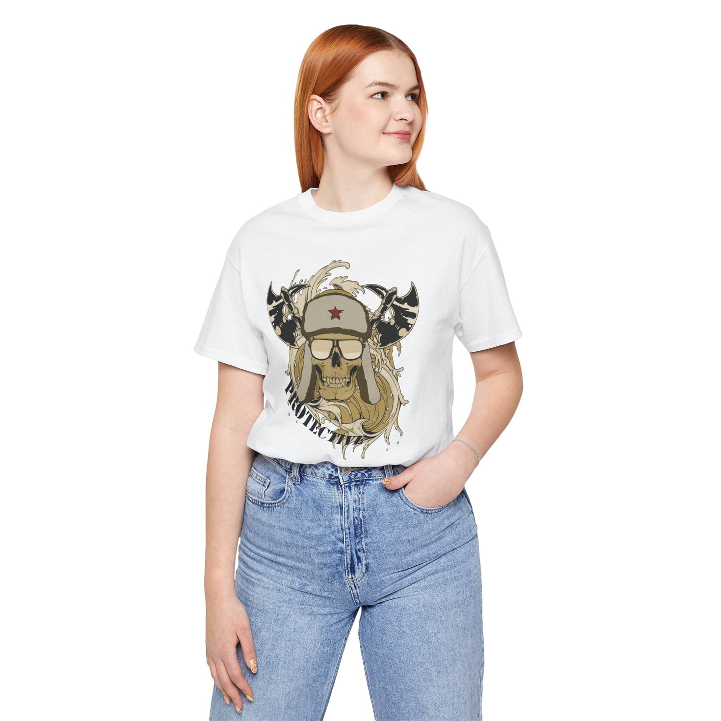 Viking Skull Graphic with Horned Helmet T-Shirt Captain Design Tee Art-41