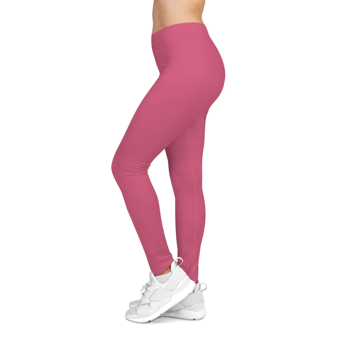 Blush Rose Pink Color Women's Poly-Span Casual Leggings XS-2XL