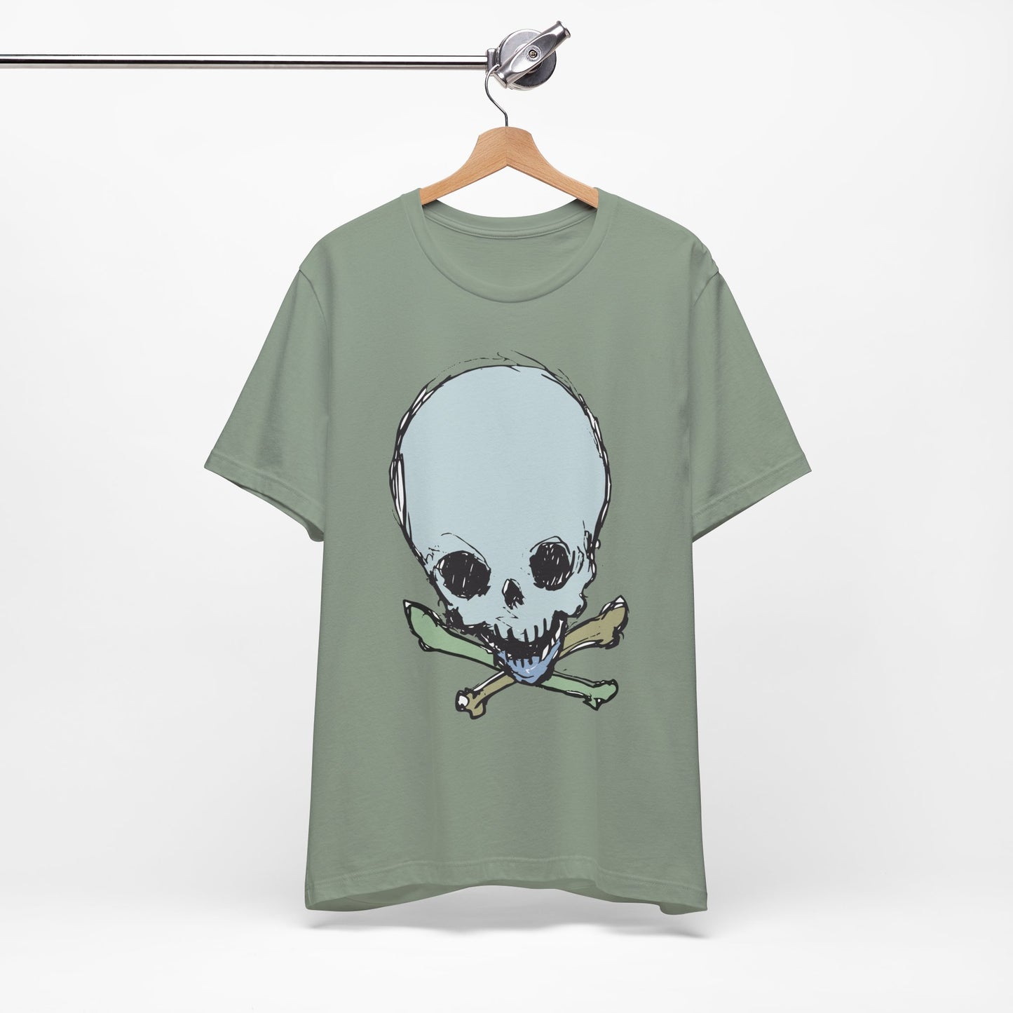 Lt Blue Skull Graphic Design Tee, Skull Shirt, Vintage Tees, Art Design T-Shirt, Vintage Graphic Tee, Art Shirts with Skulls