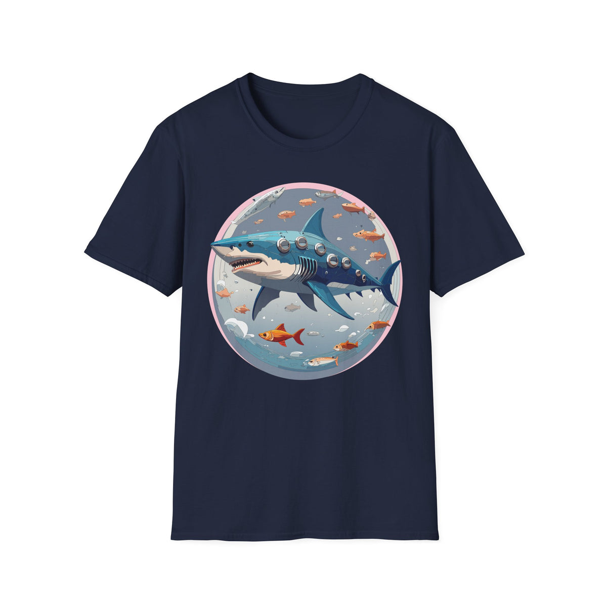 Steampunk Shark T-Shirt | Submarine Porthole Ocean Illustration