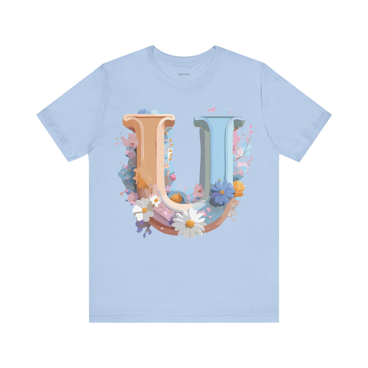Letter U Graphic Unisex Cotton Bella+Canvas Tee with Art Letter Design