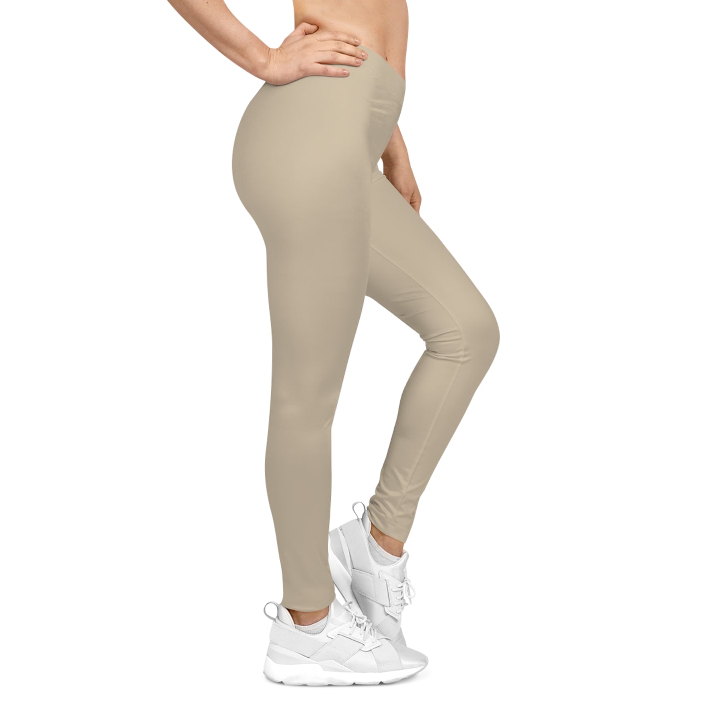 Pale Oak Beige Color Women's Poly-Span Casual Leggings XS-2XL