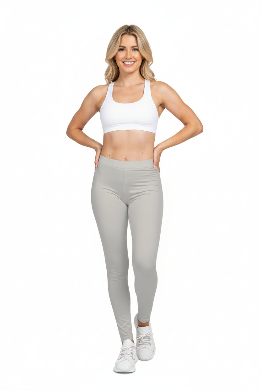 Dust Grey Color Women's Poly-Span Casual Leggings Print Everyday Activewear Pants
