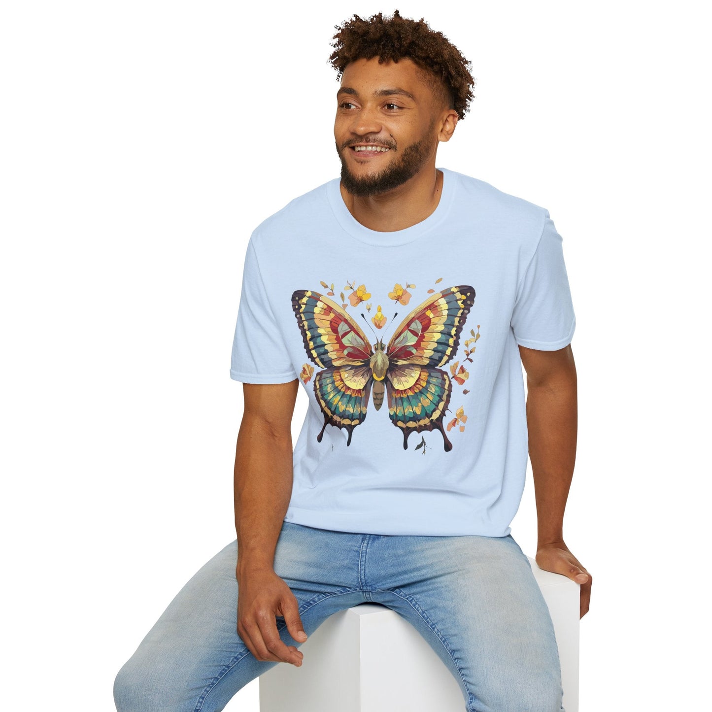 Butterfly Graphic T Shirt Unisex Gildan Softstyle 64000 Monarch Design Lightweight Everyday Wear