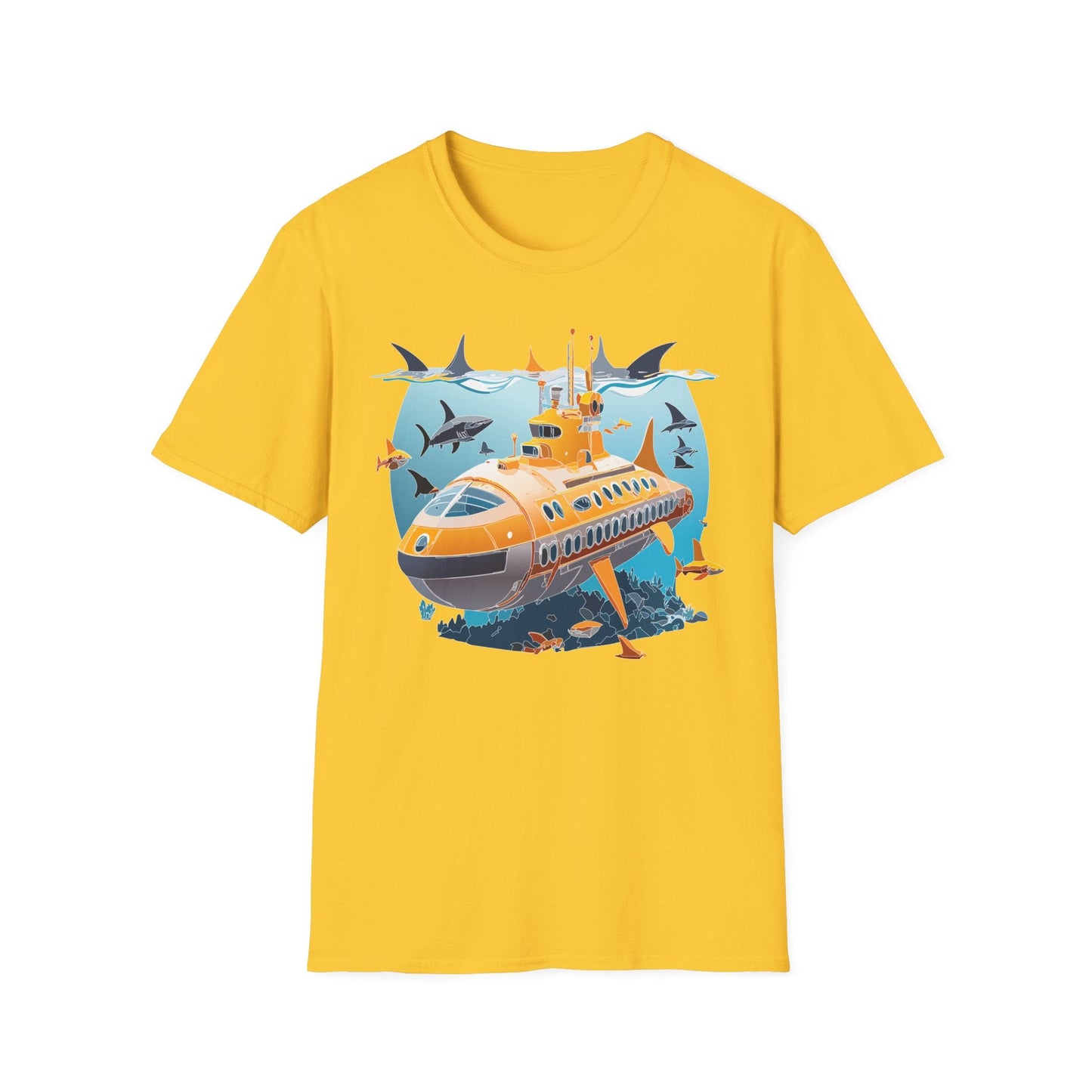 Ocean Themed Unisex Gildan Softstyle 64000 Short Sleeve T Shirt With Ocean Art Design