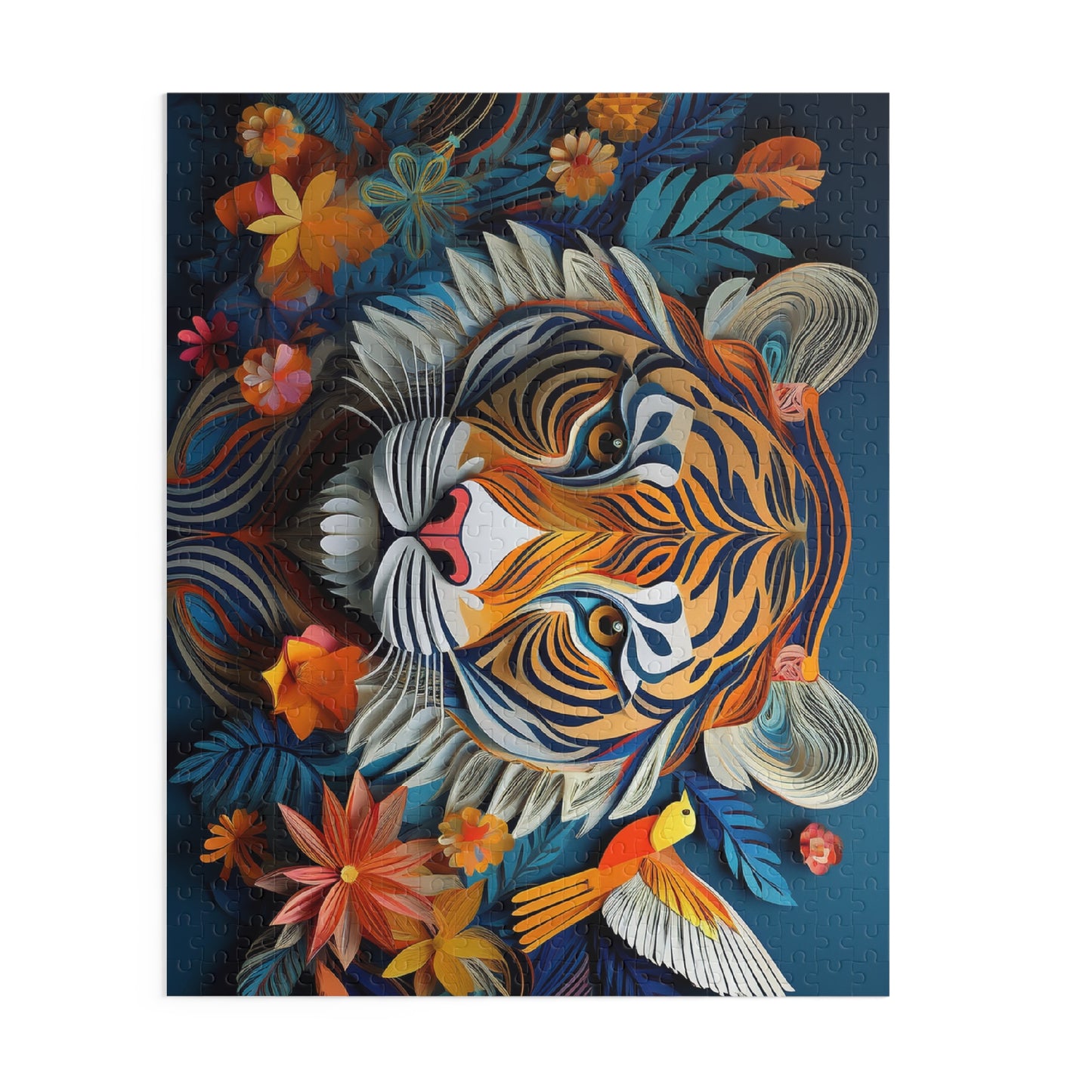 3D Tiger Face Puzzle 500-Piece | Floral Tiger Puzzle 500-Piece Ages 9+