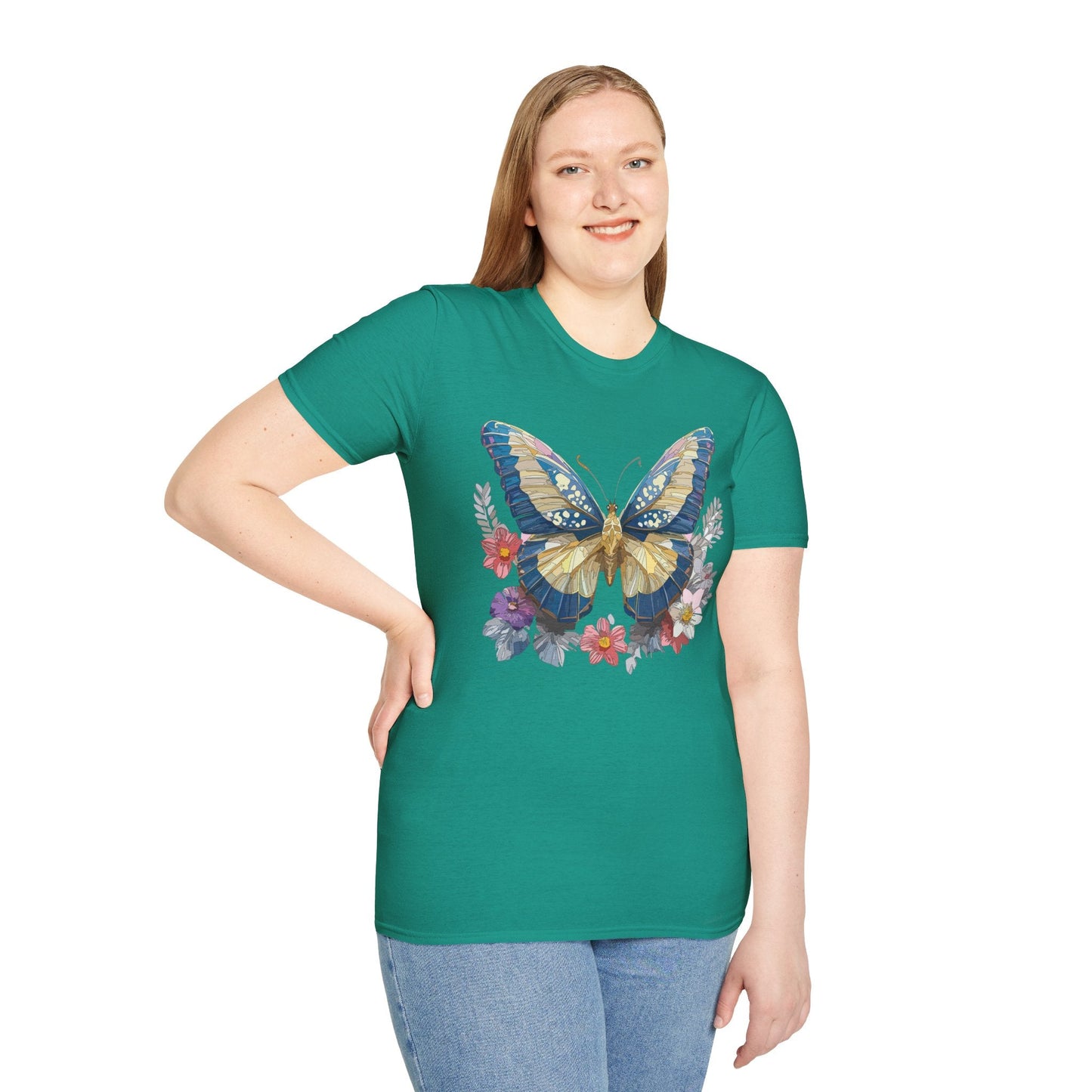 Butterfly Unisex Short Sleeve Tee Shirt Gildan Softstyle 64000 Monarch Design Graphic Tee