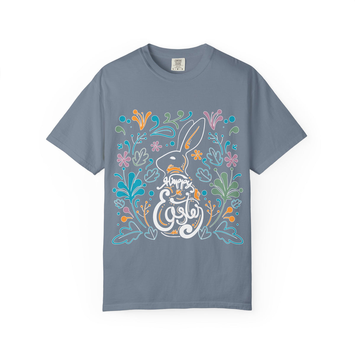 Easter Bunny Floral T-Shirt, Tee Shirt with Easter Signature, T Shirt with Easter Prints, Tee Shirt with Easter Design