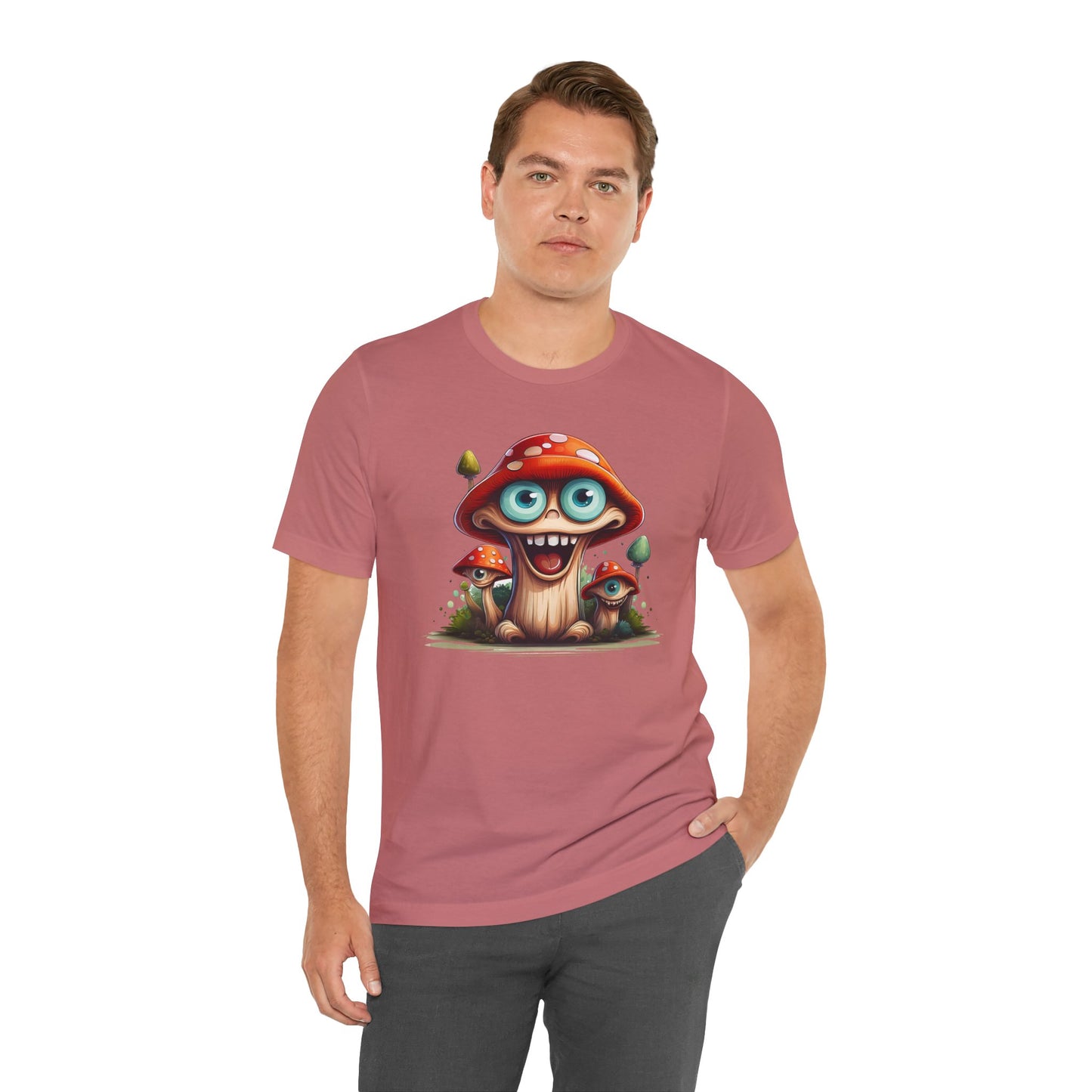 Cute Mushroom Graphic Tee, Fun Cartoon Shirt, Funny Mushroom Shirt, Cute Cartoon Tees, Graphic T-Shirt, Art Design T-Shirt