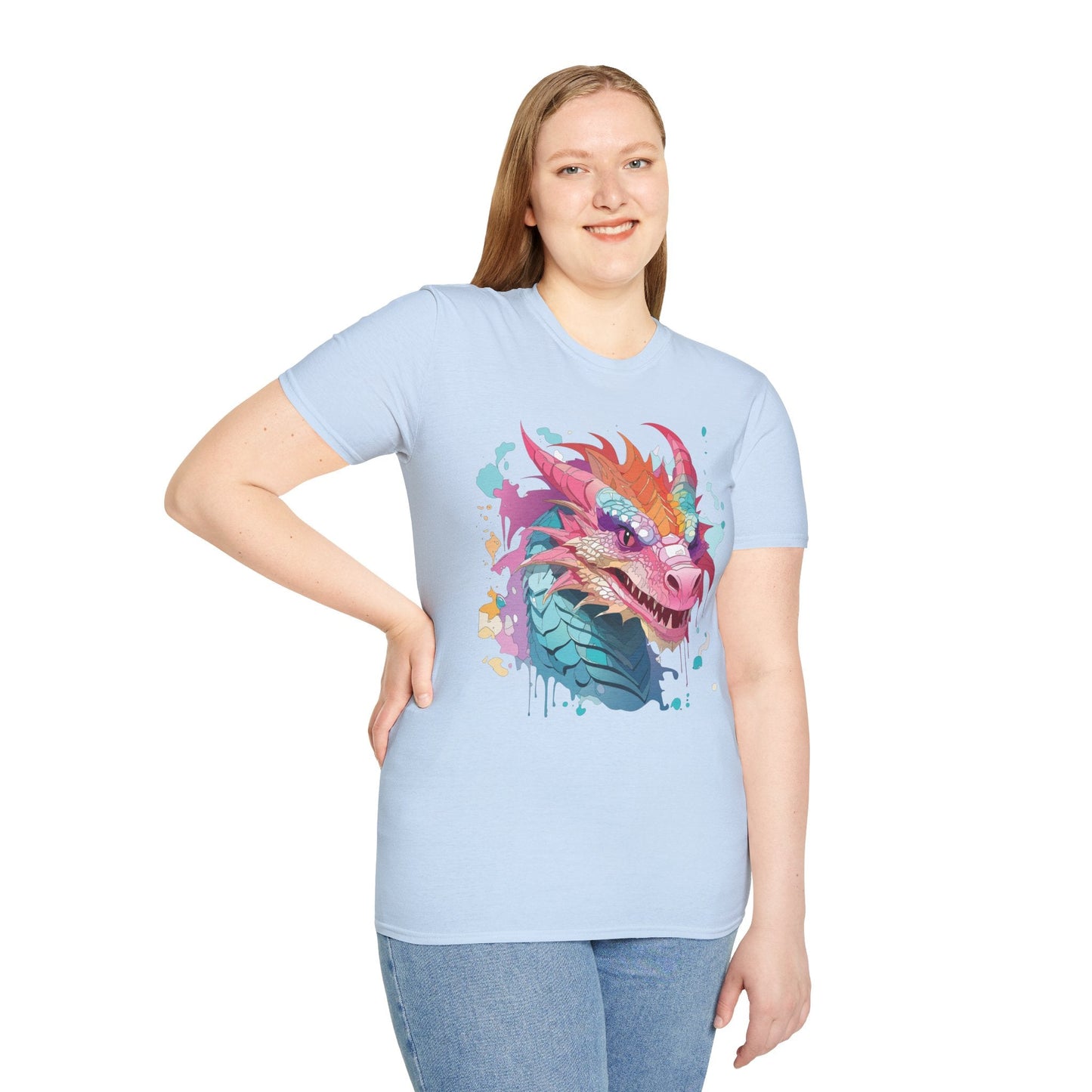 Dragon Graphic Unisex Cotton Softstyle Art Design Tee With Animals 27