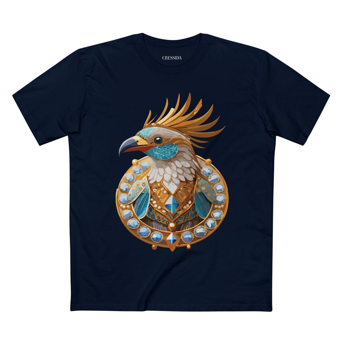 Bird Graphic Unisex 100 Cotton Tee With Unique Animal Golden Medallion Art Design 23