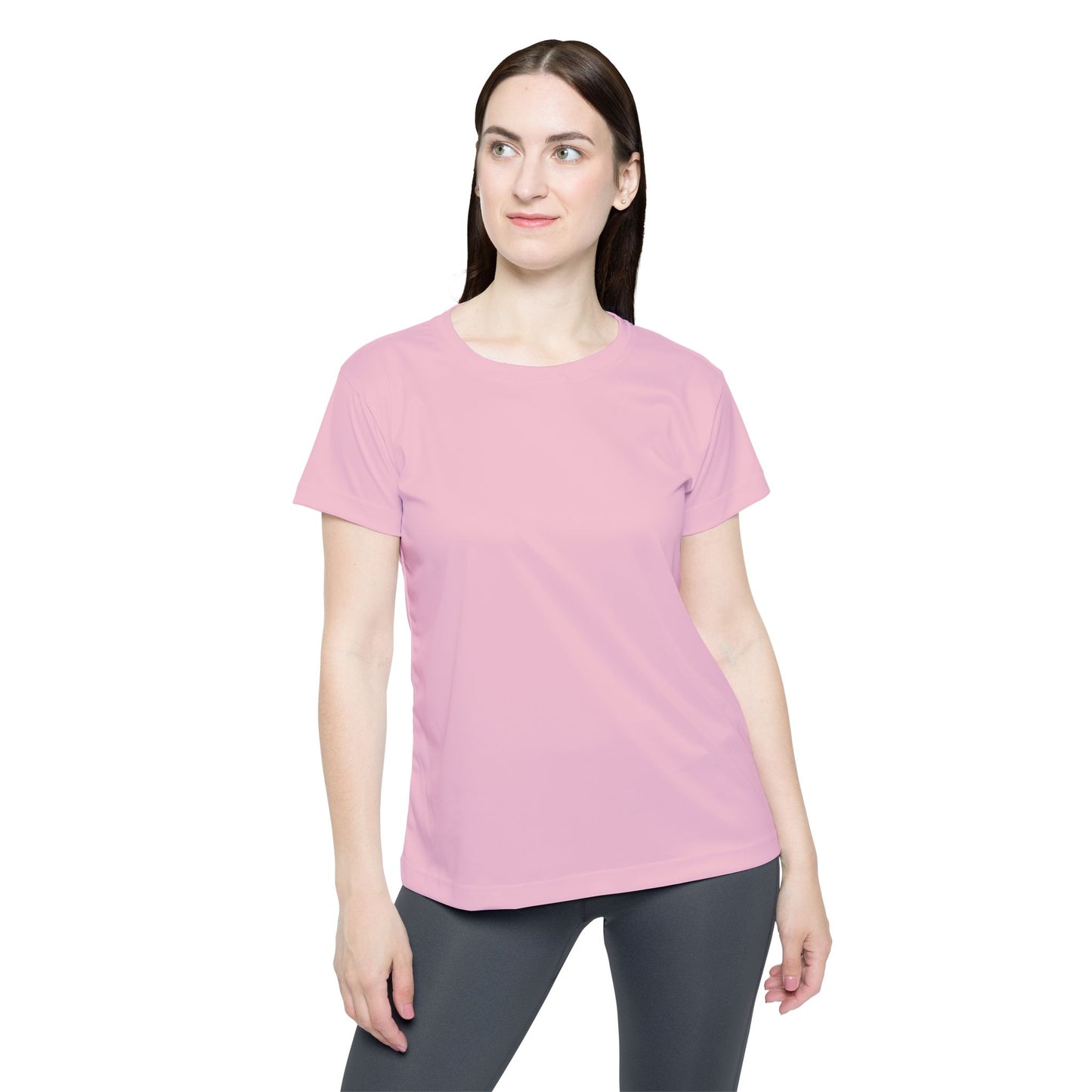 Pastel Petal Pink Women's Sports Jersey Short Sleeves 100% Poly Solid Ligh Pink Color Print Athletic Tee