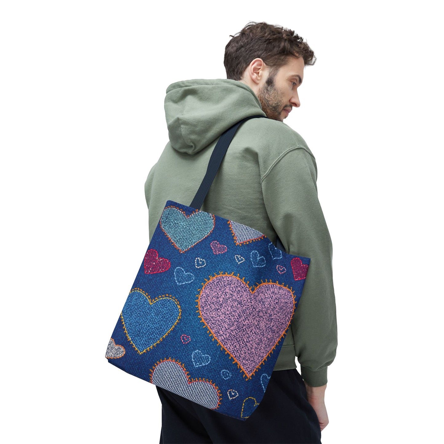 Valentine's Day DENIM PRINT CANVAS BAG HIGH-QUALITY 100% POLY 3 SIZES BAG-201-27