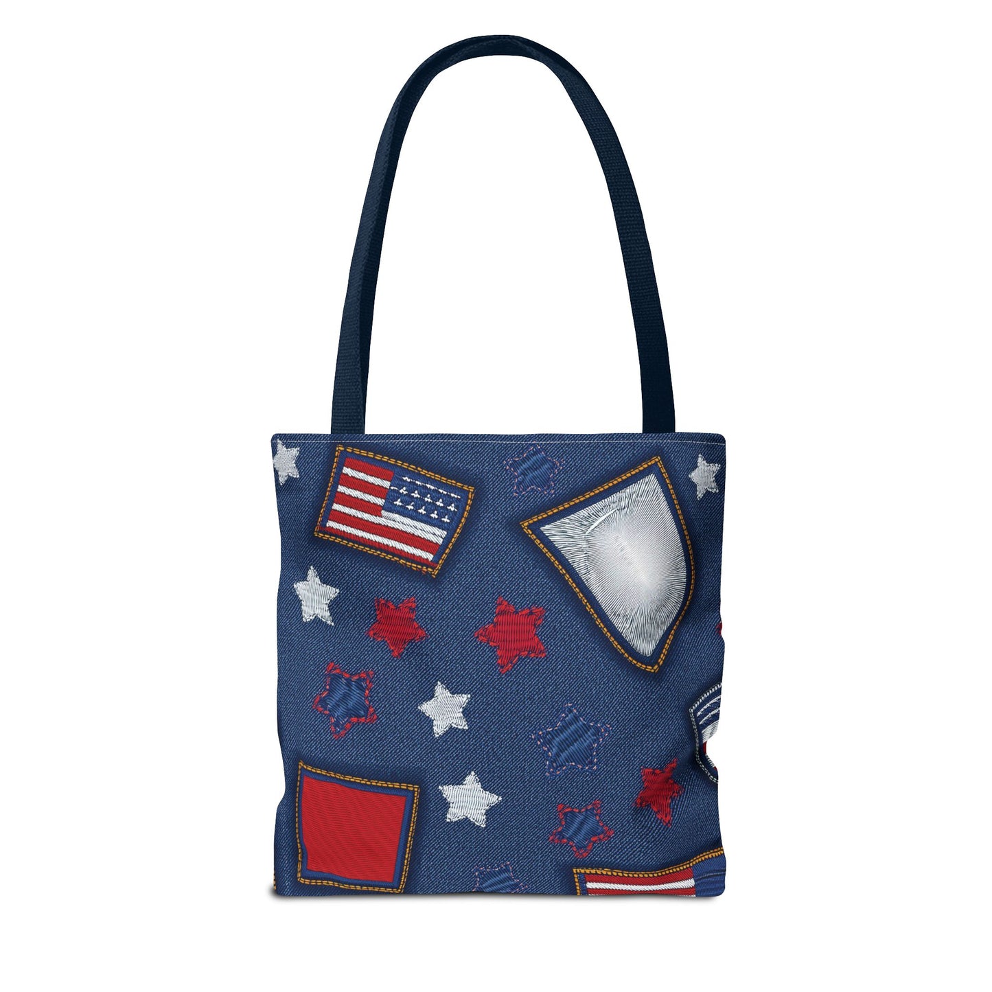 4th of July Graphic Denim Fabric Imitation Print Unisex Canvas Bag Poly Spun 3 Sizes Tote Bag 200-8