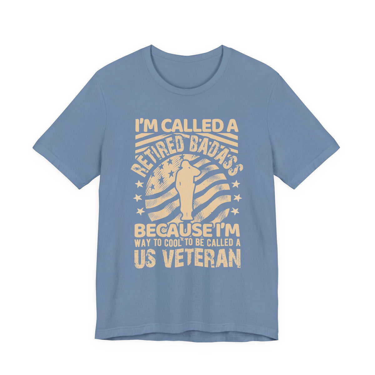Retired Badass US Veteran T-Shirt Veteran Flag Silhouette Unisex Cotton Tee v12