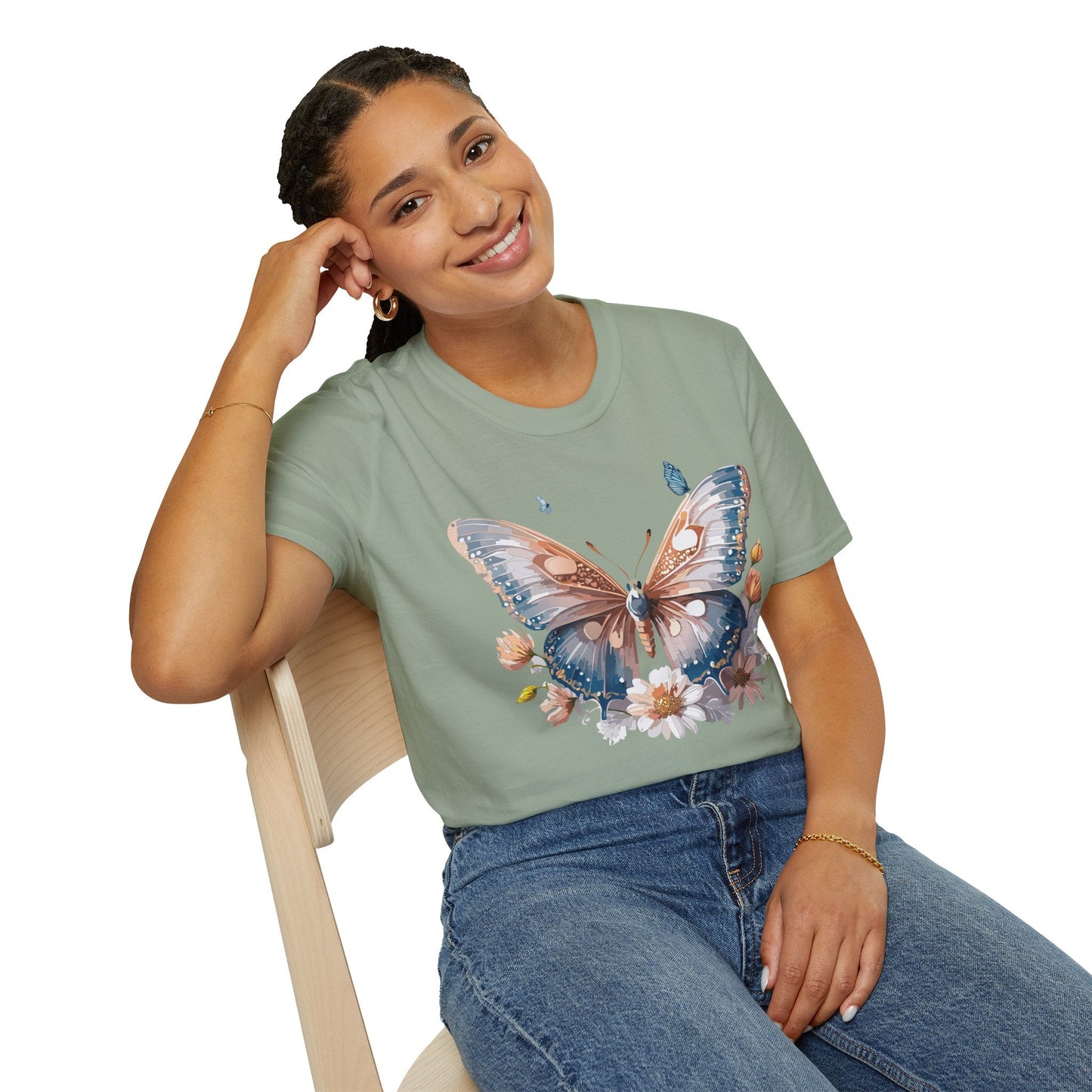Butterfly Shirt Unisex Monarch Design Gildan 64000 Ring Spun Cotton Softstyle Tee For Comfort