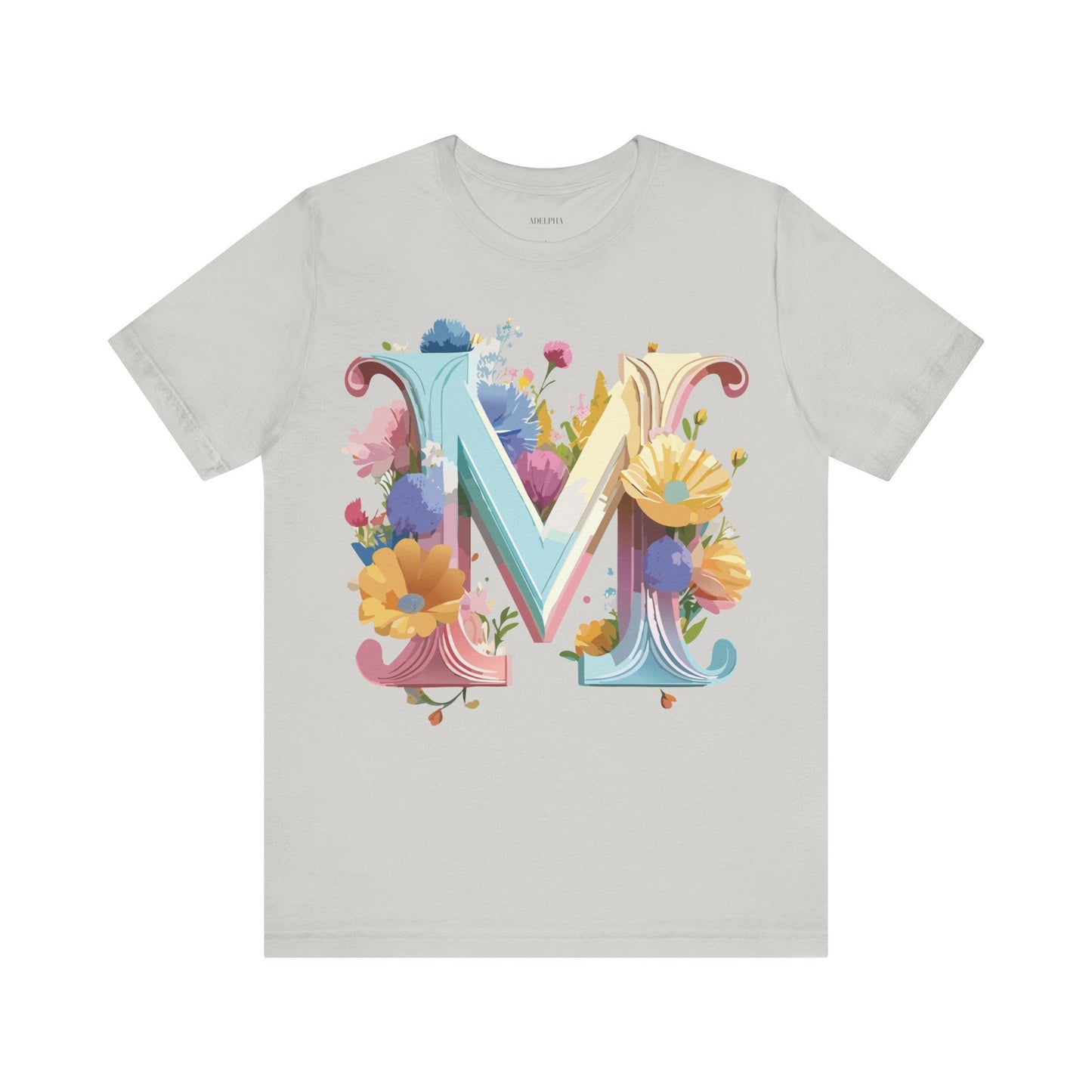 Letter M Shirt Unisex Graphic Tee Adelpha Vintage Inspired Art Design Short Sleeve